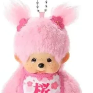 Sekiguchi Cherry Blossom Monchhichi Plush Toy Key Chain 15cm
