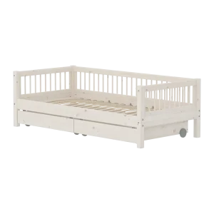 Single Bed with Storage, 90x200 cm, White, Crossbars