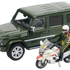 Xcartoys Baic Bj80 Police Motorcycle Escort Set Green Diecast Car 1/64