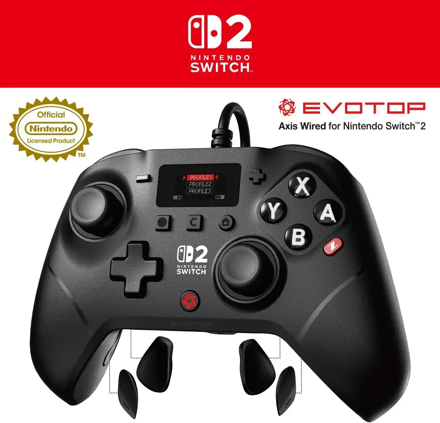 Zuiki EVOTOP Axis Wired Controller for Switch 2 & PC, 2000Hz